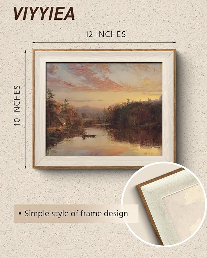 VIYYIEA Framed Wall Art for Living Room, Lake Canvas Prints, Vintage Home Decor - Image 2