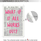 Drimiler What If It All Works Out Poster Retro Newspaper Pink Font Canvas Wall - Image 3