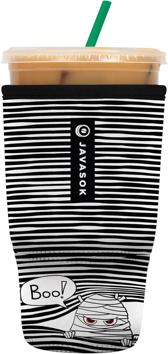 Sok It JavaSok Iced Coffee & Cold Soda Insulated Neoprene Cup Sleeve (Peek-A-BOO, Large: 30-32oz)