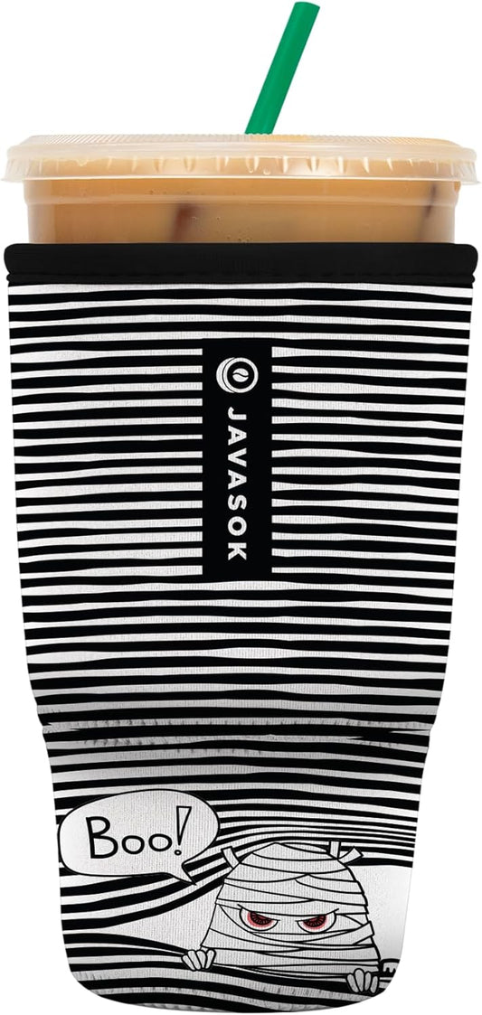 Sok It JavaSok Iced Coffee & Cold Soda Insulated Neoprene Cup Sleeve (Peek-A-BOO, Large: 30-32oz)