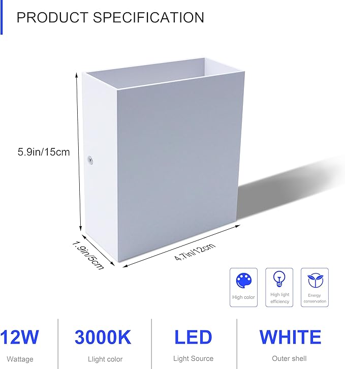 KICAAO LED Wall Sconces Set of Two, 12W Modern Wall Lamp, Hardwired Aluminum - Image 4