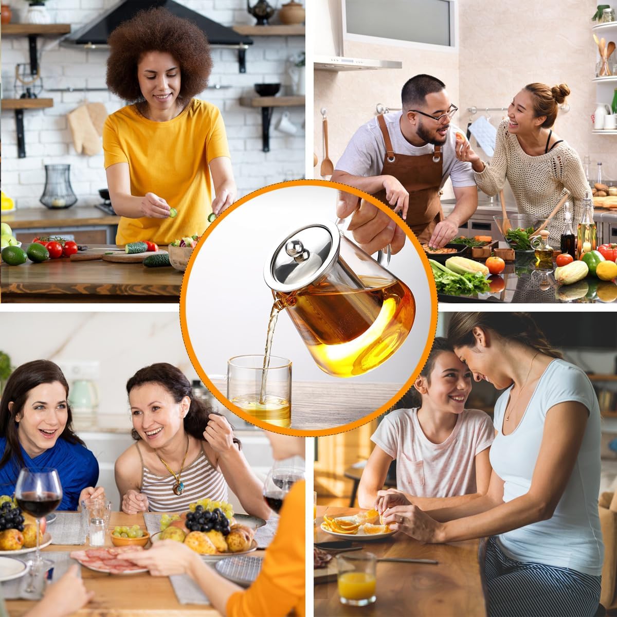 Glass Teapot (32oz/950ml) MJZQCD with Removable Stainless Steel Infuser,Glass Tea Pot transparent Stovetop tea Kettle,Blooming and Loose Leaf Tea Maker,Microwave & Dishwasher Safe