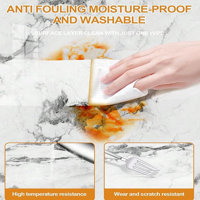 Chejiaye 10pcs Marble Peel and Stick Backsplash Waterproof Washroom Wall Panels - Image 8