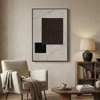 Framed Modern Black and White Neutral Abstract Wall Art, Contemporary - Image 5