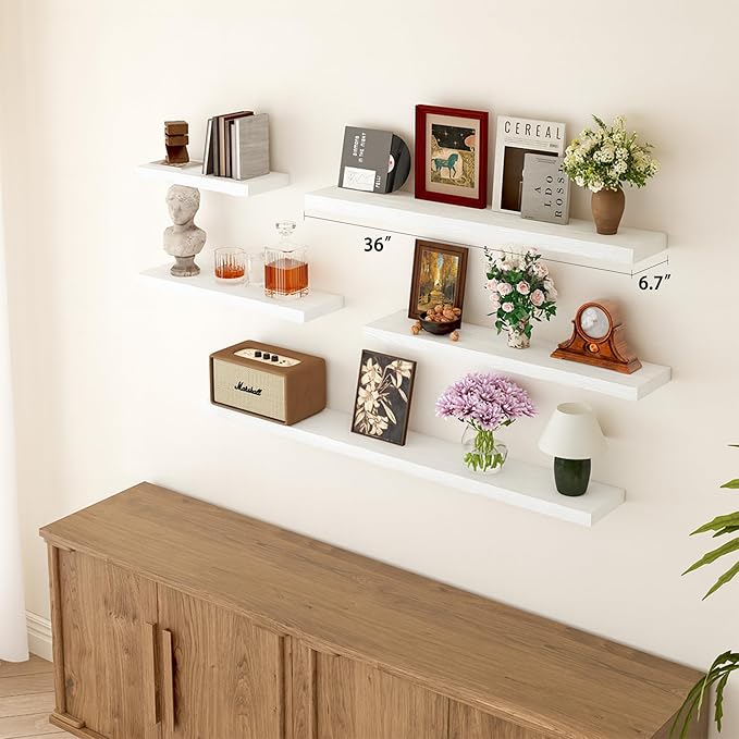 BGMG Wood Floating Shelves 36 inch Long, Wide Rustic Wooden Wall Shelves - Image 4