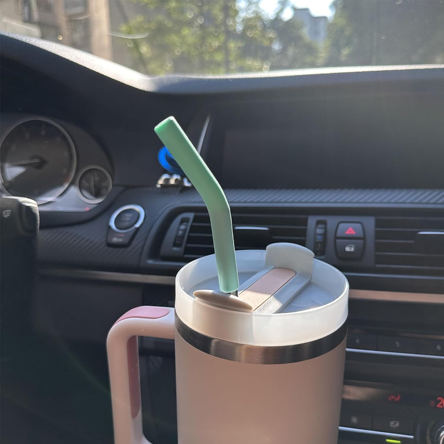 6 Pack 12 Inch Reusable Metal Stainless Steel Straight Straw,with 6Silicone Tips and 2Cleaning Brush for Simple Modern 32,40oz Tumbler,40oz Stanley, 24 oz Starbucks Cup(8mm Silver)