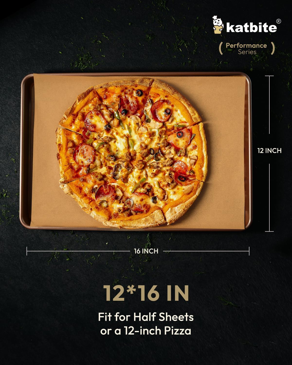 Katbite 200 Pcs Parchment Paper Sheets, 12x16IN Ultra-strong Unbleached Baking Paper Non-Stick for Professional Baking, Pre-cut Parchment Paper Suitable for Baking,Cooking [Performance Series]