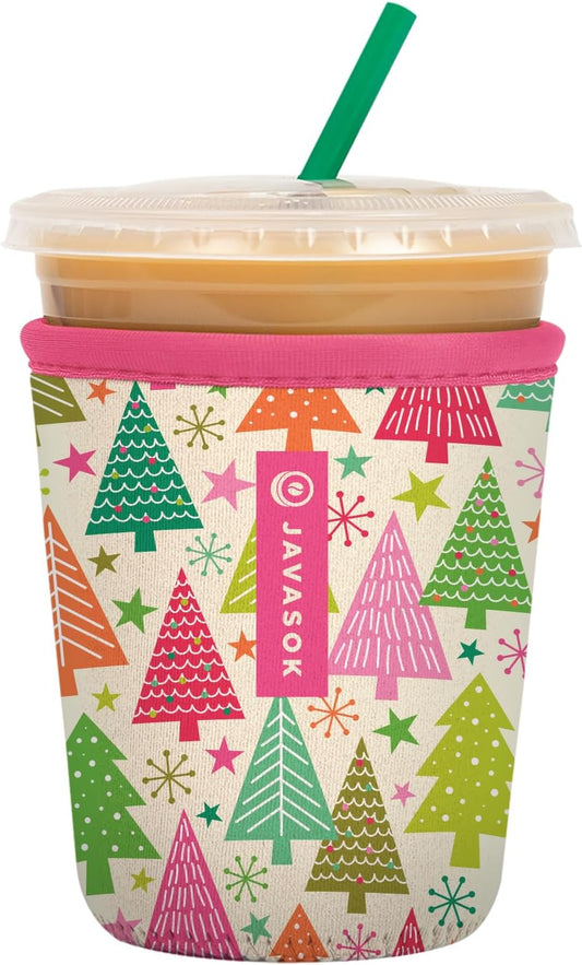 Sok It JavaSok Iced Coffee & Cold Soda Insulated Neoprene Cup Sleeve (Festive Forest, Small: 16-20oz)