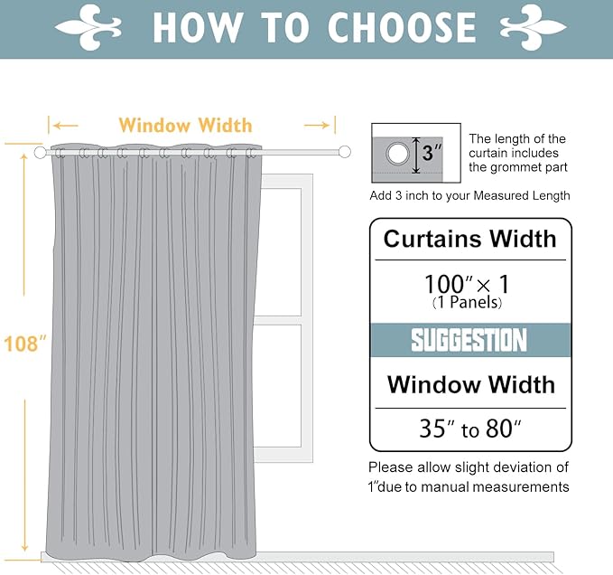 ChrisDowa Room Divider Curtain 108 Inches Long, Wide Blackout Sliding Door - Image 6