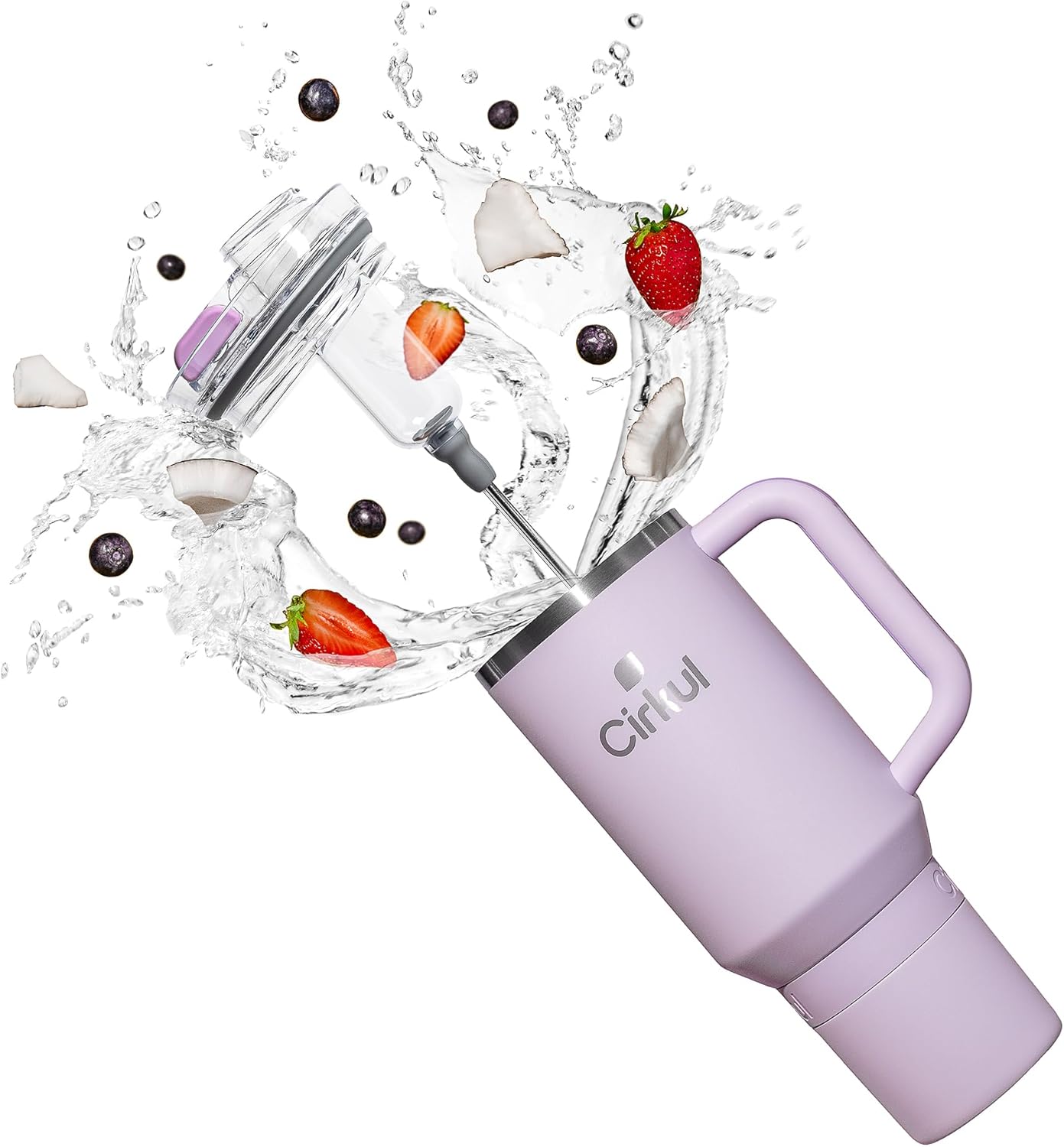 Cirkul 40oz. Lilac Stainless Steel Tumbler with Handle, All-Day StrawSip™, Double-Wall Insulated