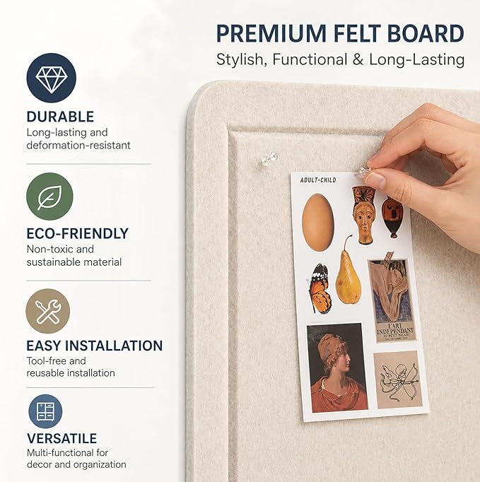 Large Felt Bulletin Board for Wall, Soft Felt Cork Board for Office, Home - Image 3