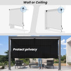8'W x 8'H Black Patio Shades Roll up Outdoor Roller Shade Crank Wand Blind - Image 6