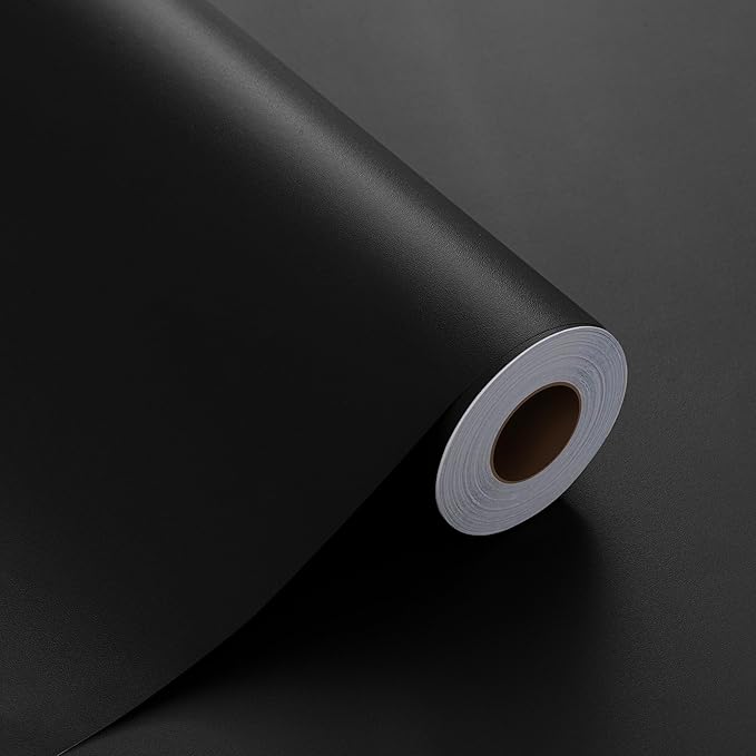FUKU MON 24"x786" Black Wallpaper Peel and Stick Black Contact Paper Matte by MeetyourallDIYneeds