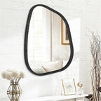 Irregular Bathroom Mirror Modern Oval Wall Mirror Asymmetrical Wooden Framed - Image 2