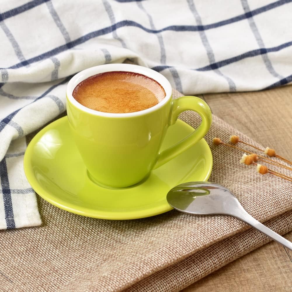 Porcelain Espresso Cup with Saucer, Espresso shot Cup, 80ml/2.7Oz, Green