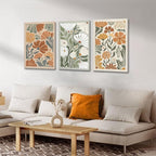 KISSFOX Framed Canvas Wall Art Abstract Floral Botanical Print Set of 3 Green - Image 3