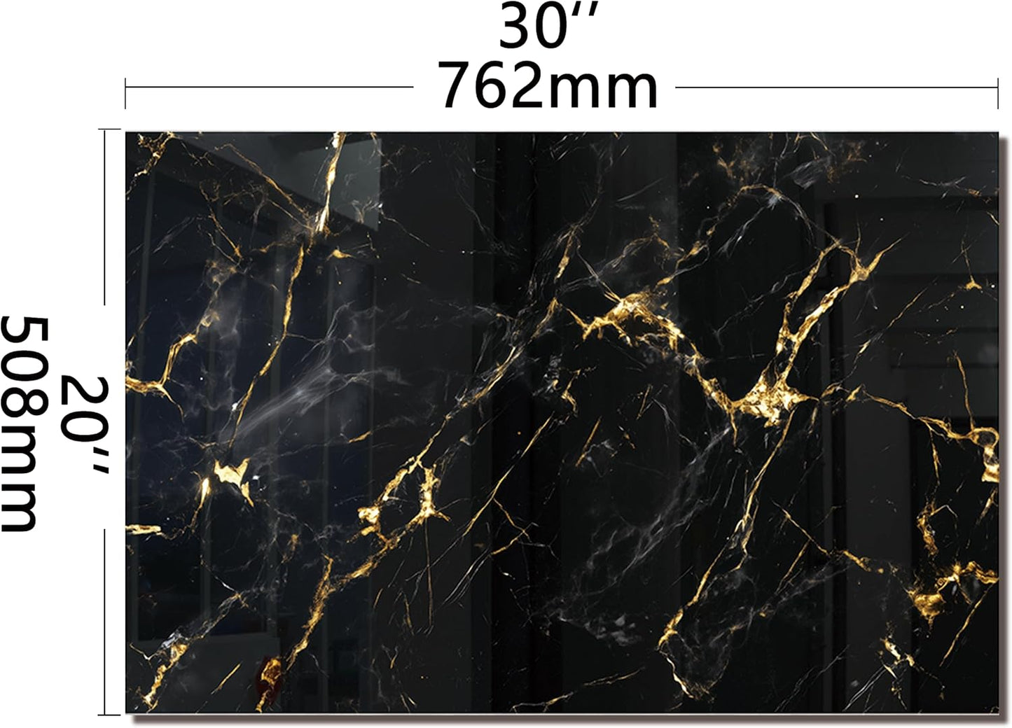 DAIFURONGE Tempered Glass Backsplash For Kitchen Behind Stove,Black Marbling Stove Backsplash Top Cover,Easy to Clean Glass Splashback, Sink Cover Splash Guard,Home Kitchen Wall Decor (30"x20"(76.2x50.8cm))