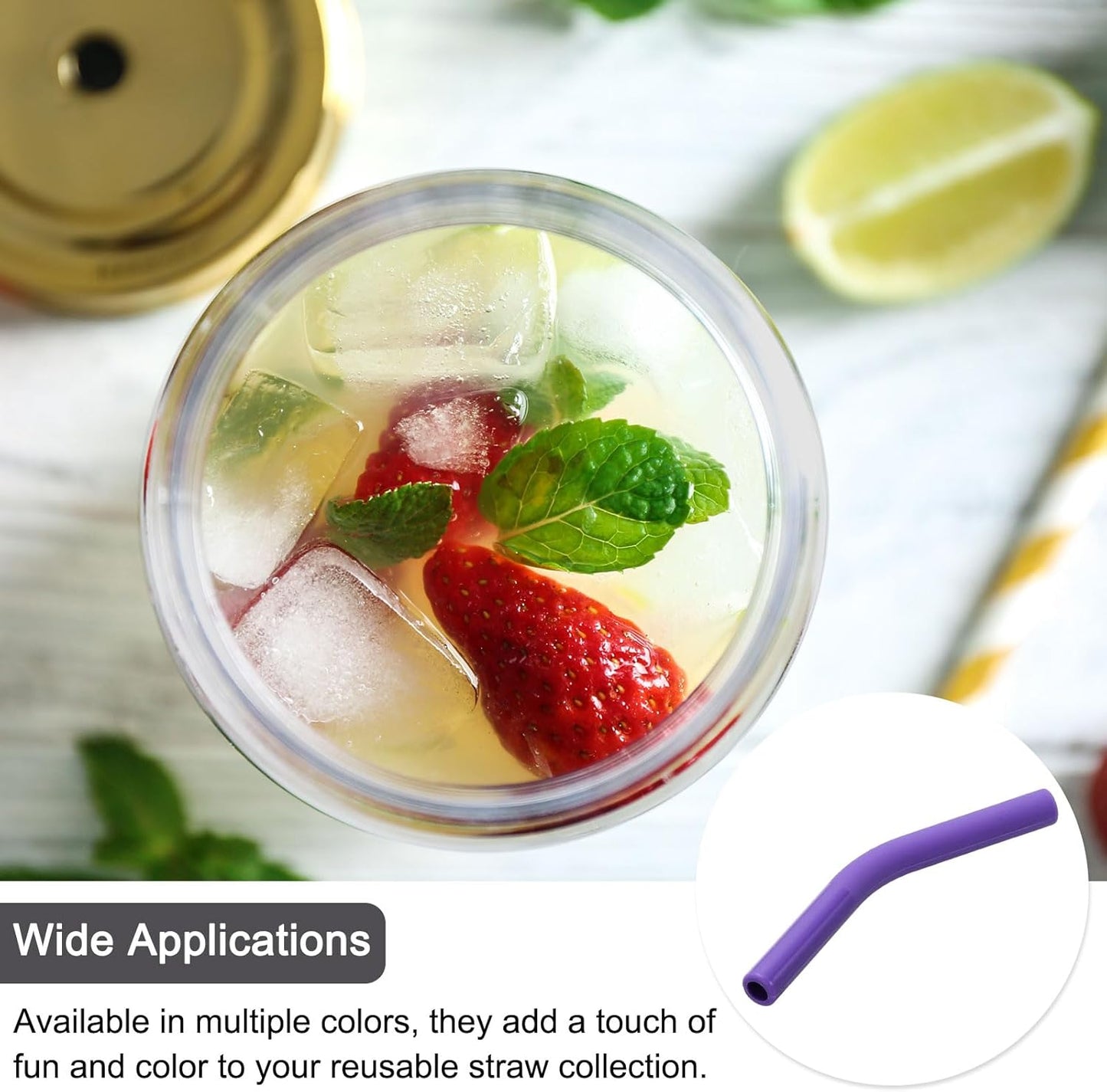 uxcell 4Pcs Silicone Straw Tips, Silicone Straw Elbows Tip, Soft Reusable Metal Straw Covers Fit for 6mm/0.24" OD Stainless Steel Straws, Purple