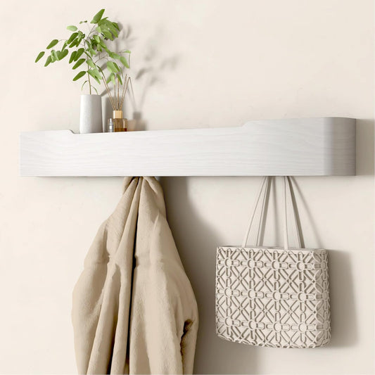Coat Rack Wall Mount Entryway Organizer Modern Key Holder Wall Mount with Wooden Shelf Entryway Hooks for Bedroom Kitchen Hallway Bathroom for Hanging Coats Hats Bags Towels