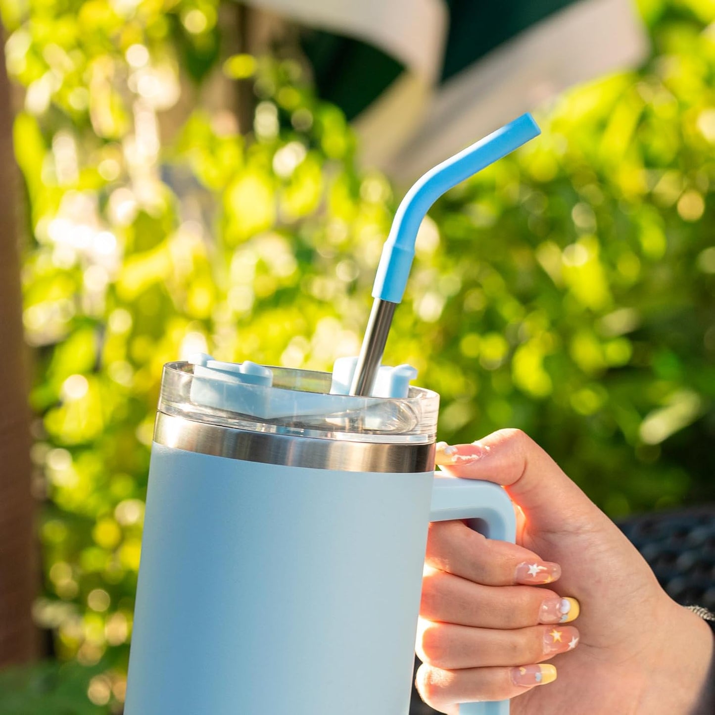 4 Set Silicone Straw Tips, Food Grade Rubber Metal Straws Tips Covers with Silicone Bottom Only Fit for 8MM Stainless Steel Straw