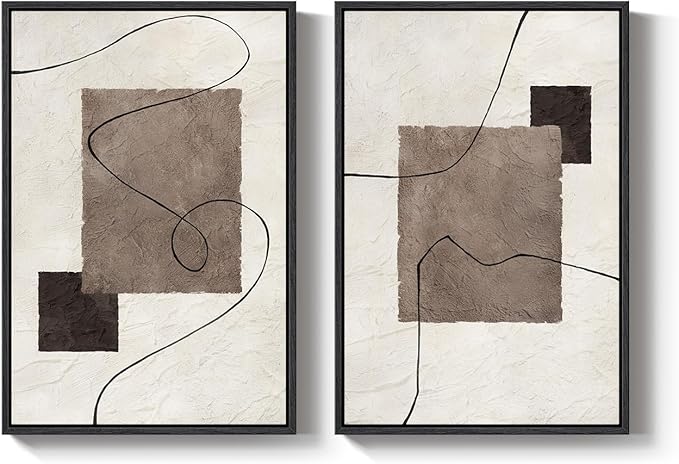 Framed Neutral Abstract Wall Art - Image 9