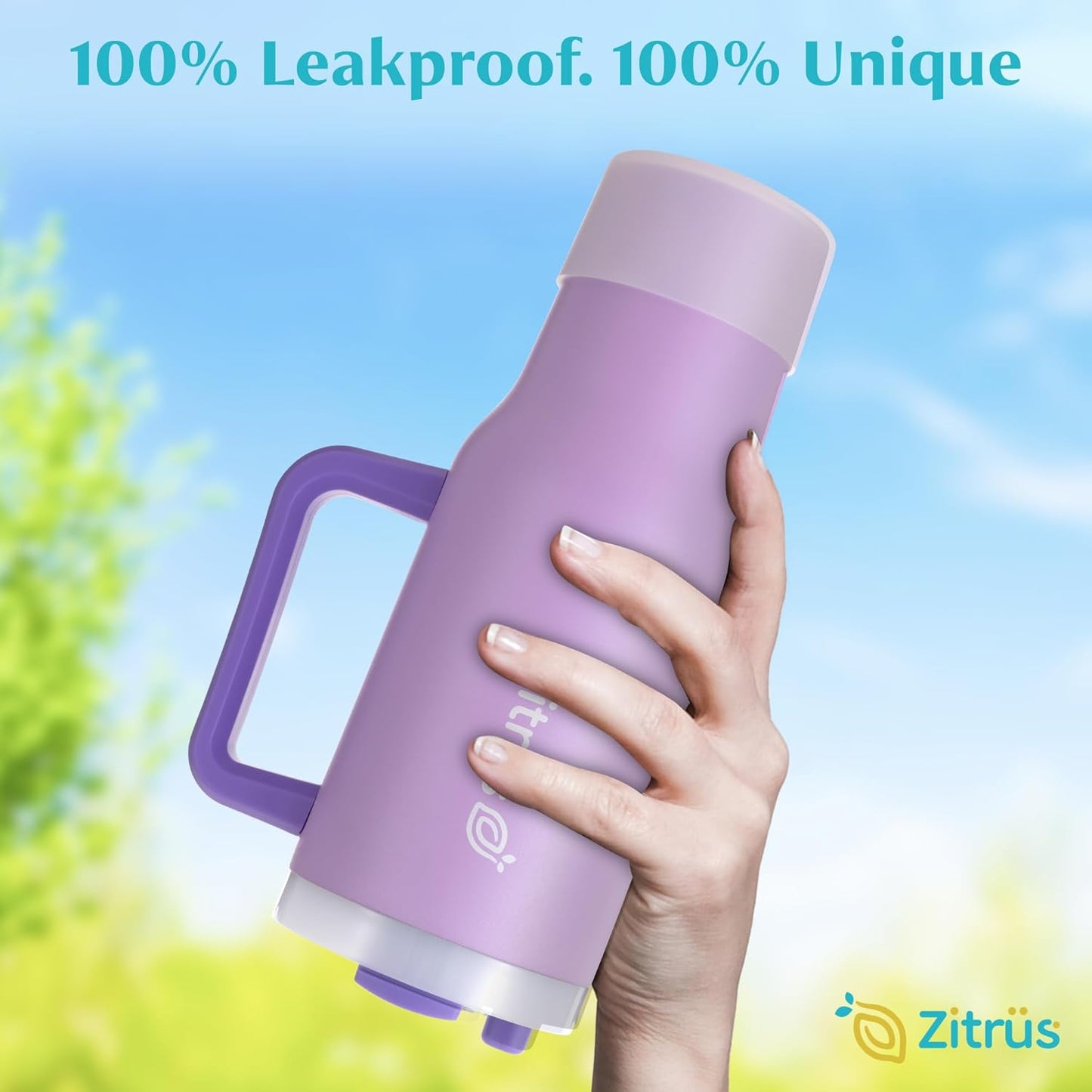 40 oz Tumbler with Handle and Straw | Leak Proof Insulated Stainless Steel Water Bottle Travel Mug Fits in Cup Holder | Keeps Cold Hot | Gifts for Women Men Him Her (Violet, 40 oz)