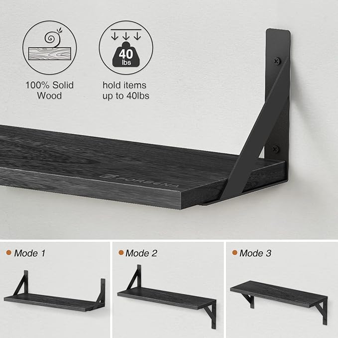 Forbena Large Floating Shelves for Wall 24 Inch Long Set of 3, 8 in Deep Wall - Image 7