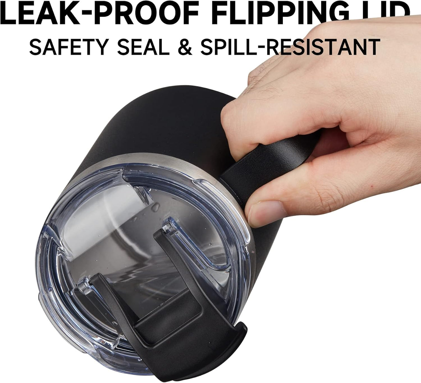 ALOUFEA 12oz Insulated Coffee Mug Cup with Handle, Stainless Steel Travel Coffee Mug with Flip Lid, Double Wall Vacuum Coffee Tumbler,Apricot