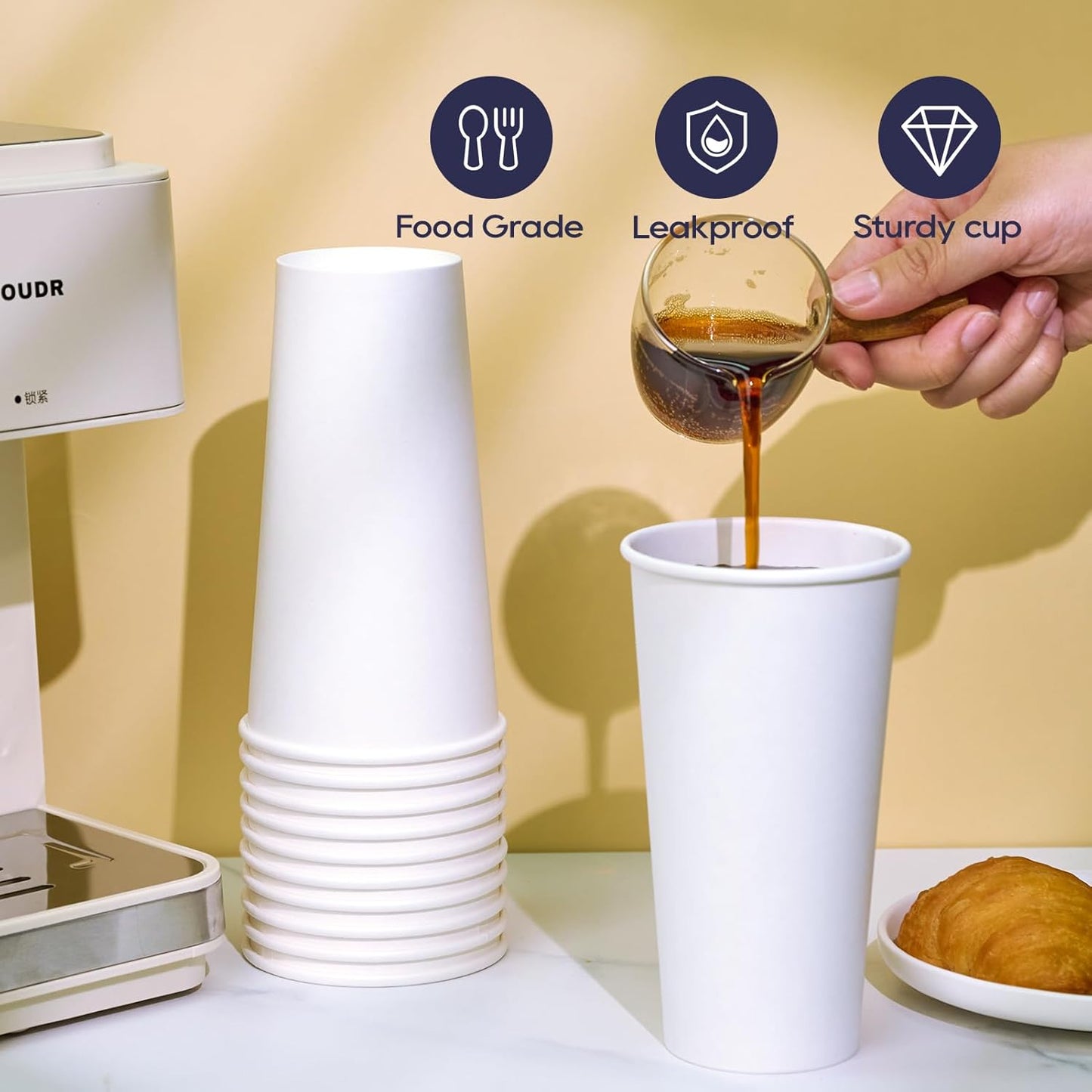 LITOPAK 1000 pack Paper Cup Disposable 20 oz, Bulk White Paper Cups, Hot Paper Coffee Cups for Offices, Schools, Shops, Restaurants