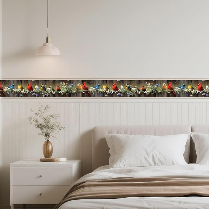 IVN Wallpaper Border Peel and Stick Wall Bird Decorative Wall Trim Self - Image 2