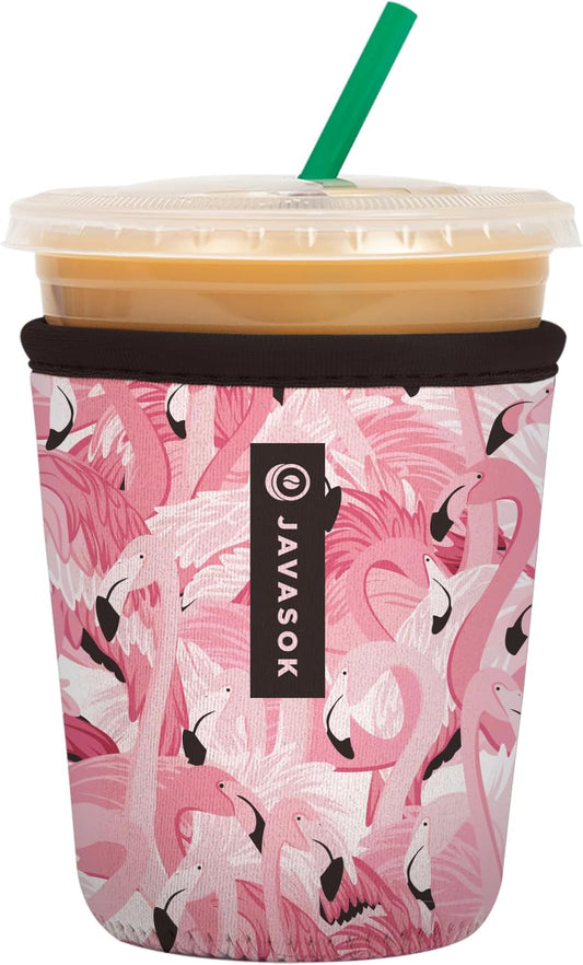 Sok It JavaSok Iced Coffee & Cold Soda Insulated Neoprene Cup Sleeve (Flamingo Dance, Small: 16-20oz)