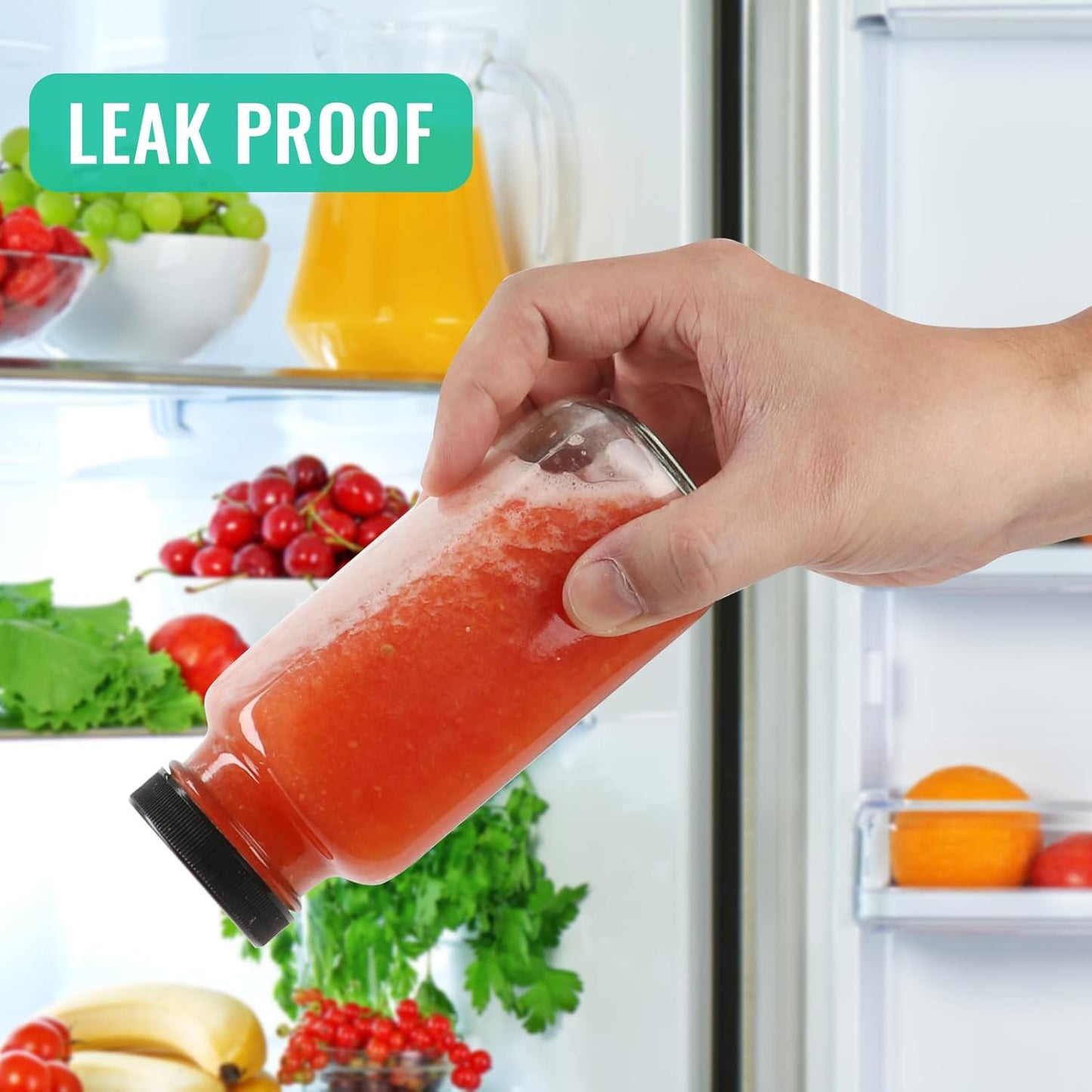 8 oz Glass Juice Bottles with Lids 6 Pack,Reusable Glass Drink Bottles,250ml Water Drinking Jars for Milk,Juicing,Kombucha,Ginger,Beverage Glassware,Juice Drinking Jars