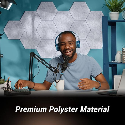 12 Pack Hexagon Acoustic Panels, TONOR 12"x 10"x 0.4" Self-adhesive Sound Proof - Image 2