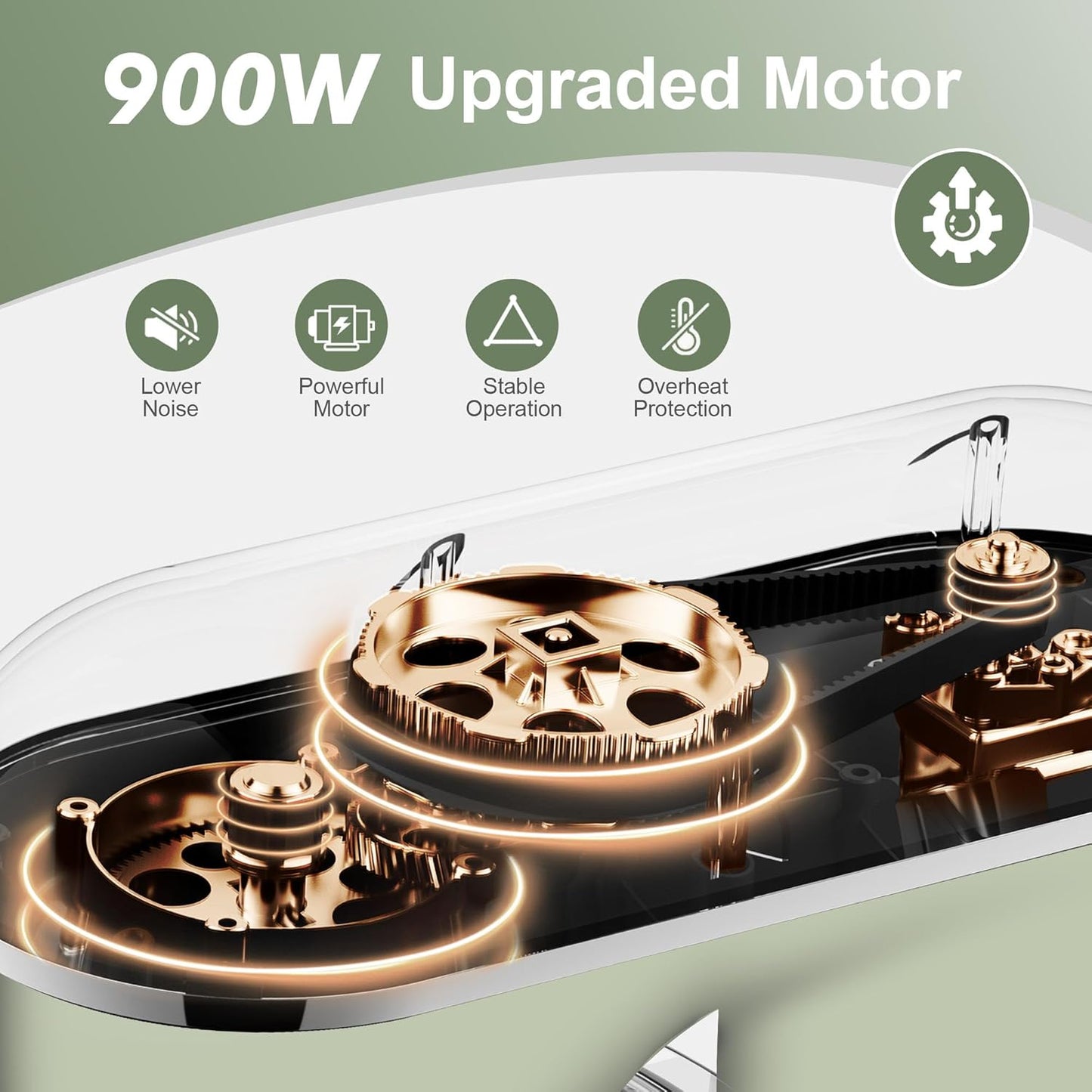 Kitchen in the box 7QT 900W 10-Speed Stand Mixer, Tilt-Head Kitchen Electric Mixer with Dough Hook, Whisk & Flat Beater(Pastel Green)