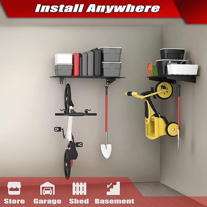 WALMANN 2 Pack Garage Wall Mount Shelves, 45x15 inch Wall Mounted Storage - Image 3