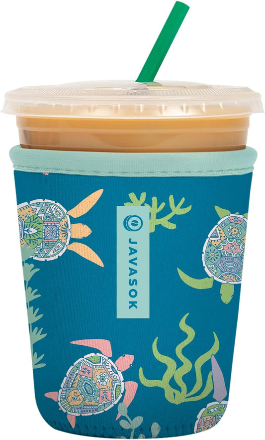 Sok It JavaSok Iced Coffee & Cold Soda Insulated Neoprene Cup Sleeve (Turtle-y Awesome, Small: 16-20oz)