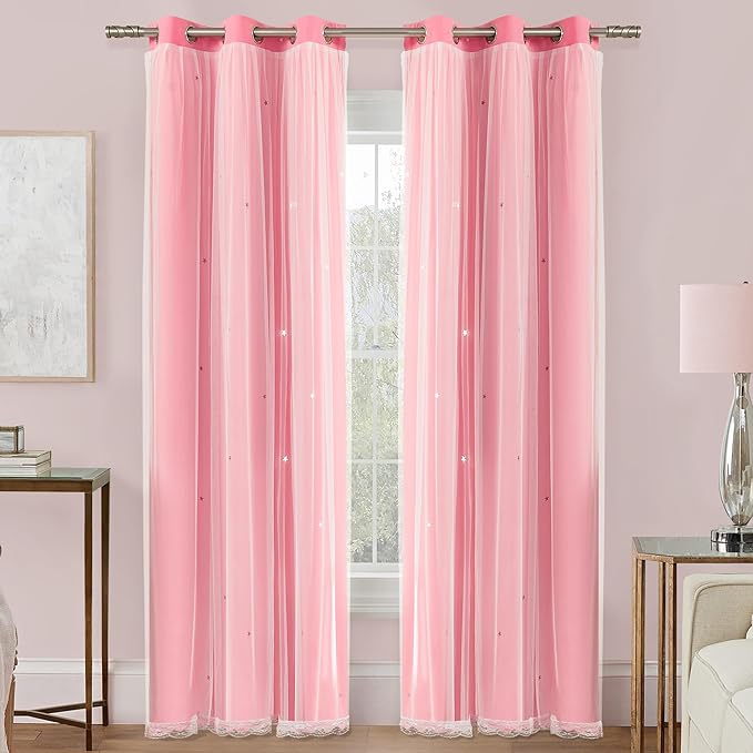 XiDi Pink Blackout Curtains, Room Darkening Curtains by Addsomecolortolife