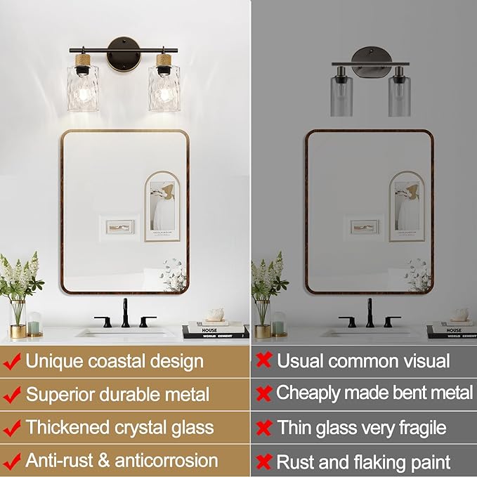 MOKATNG Bathroom Light Fixtures, 2-Light Coastal Vanity Lights - Image 7