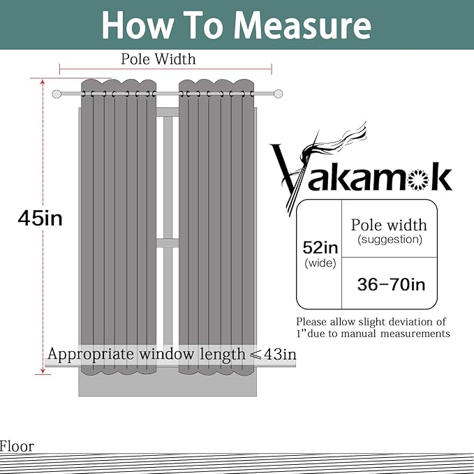 Yakamok 100% Blackout Curtains 45 Inches Long, 2 Thick Layers Total Blackout - Image 8