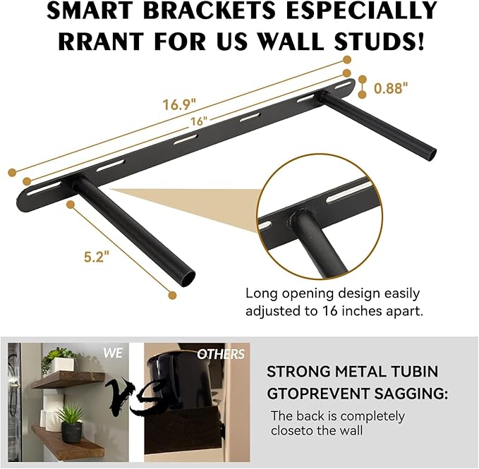 BGMG Wood Floating Shelves for Wall 30 inch Set of 2, Solid Wood Wall Mount - Image 3