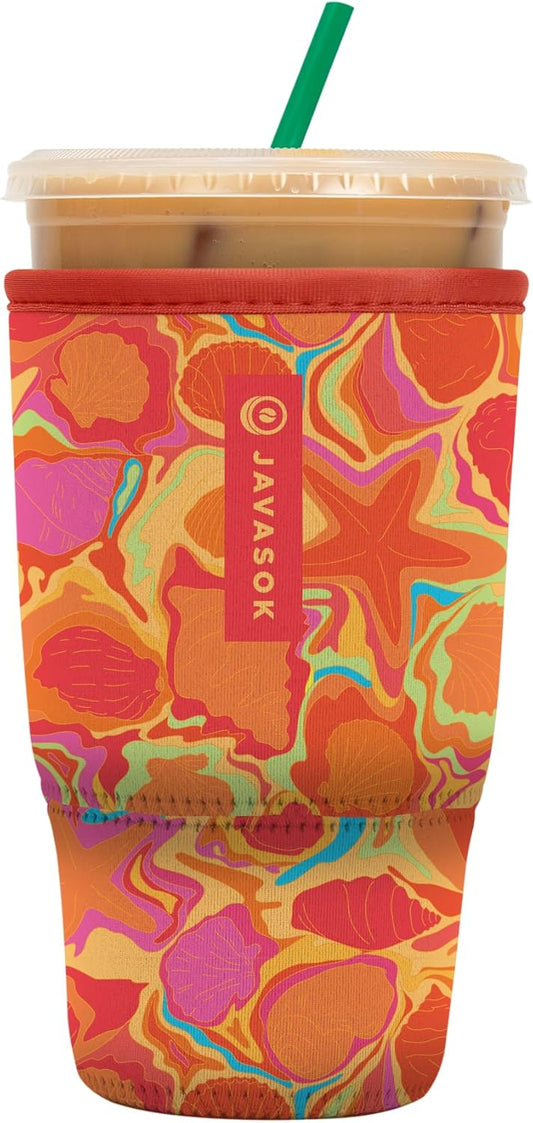 Sok It JavaSok Iced Coffee & Cold Soda Insulated Neoprene Cup Sleeve (Seaside Escape, Large: 30-32oz)