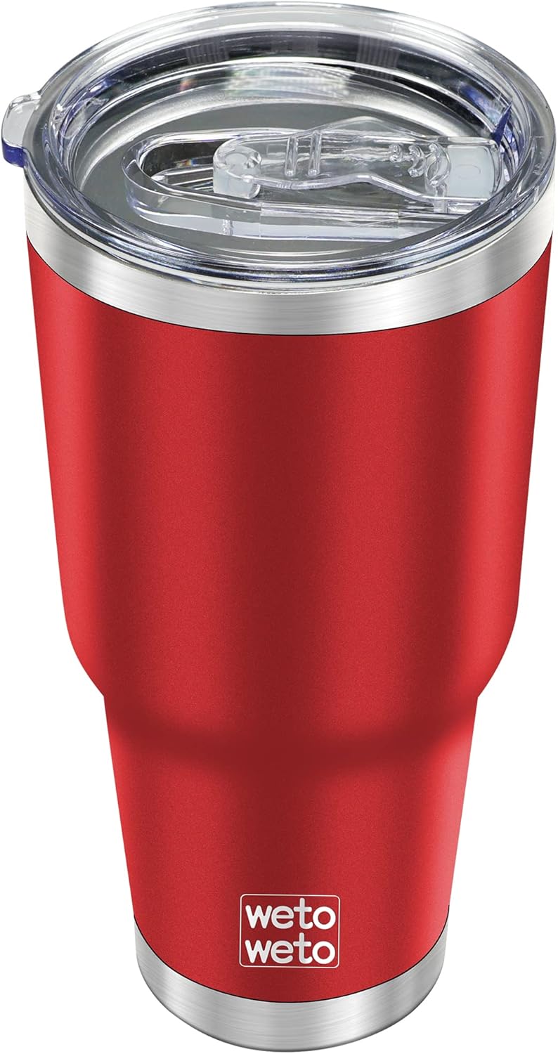 WETOWETO 30oz Tumbler, Stainless Steel Vacuum Insulated Water Coffee Tumbler Cup, Double Wall Powder Coated Spill-Proof Travel Mug Thermal Cup for Home Outdoor (Red, 1 Pack)