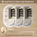 BEAUTYPEAK 36x24 LED Oval Bathroom Mirror - Image 3