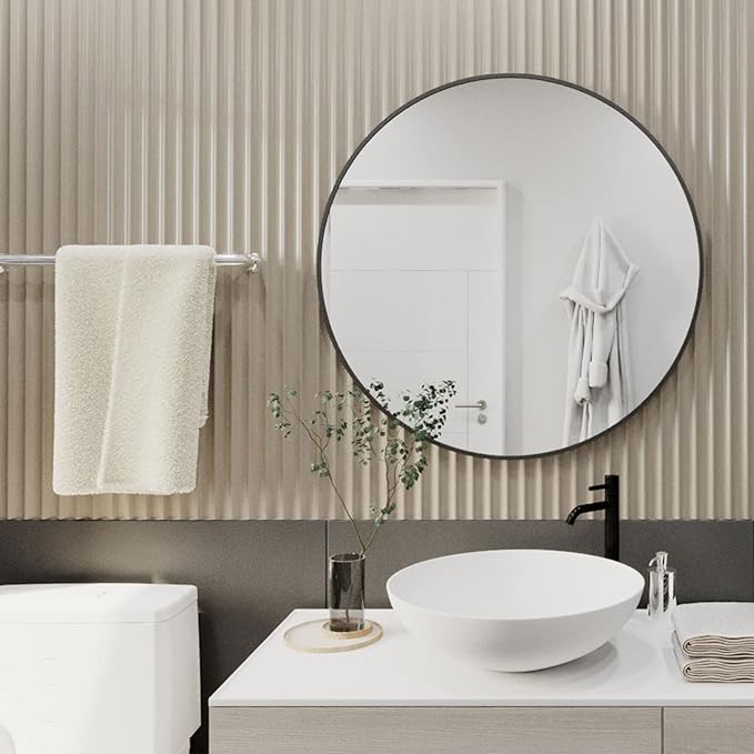 HARRITPURE Round Mirror 23.6" Black Wall Mounted Circle Mirror - Image 7