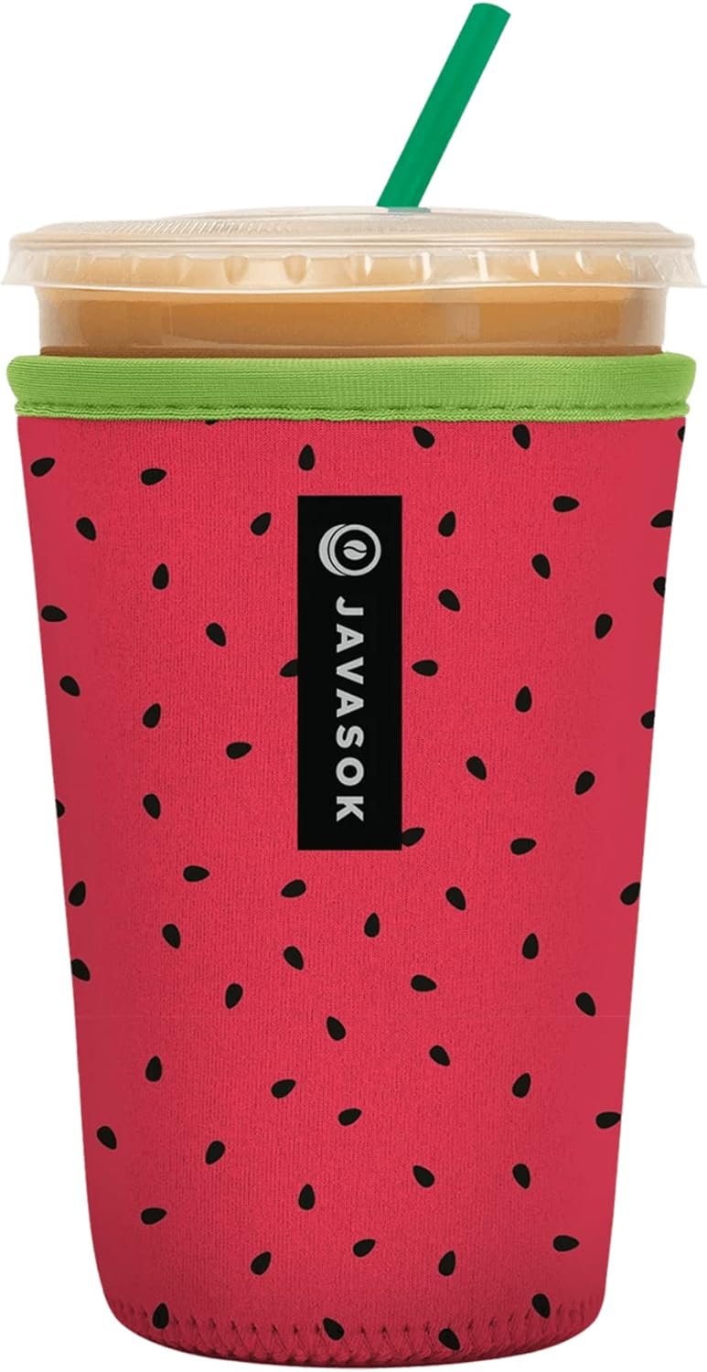 Sok It JavaSok Iced Coffee & Cold Soda Insulated Neoprene Cup Sleeve (Watermelon Sugar, Medium: 22-28oz)