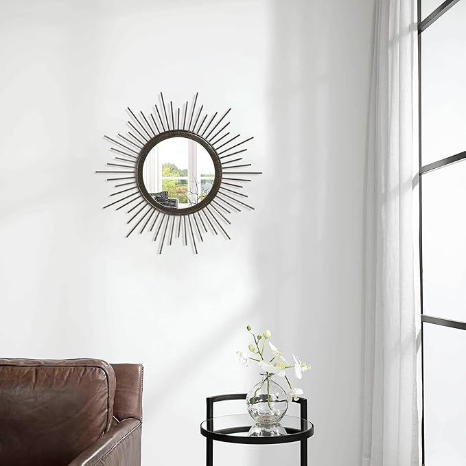 Large Spoked Sunburst Wall Mirror Boho Home Decor Round Wall Art Mirror Modern - Image 4