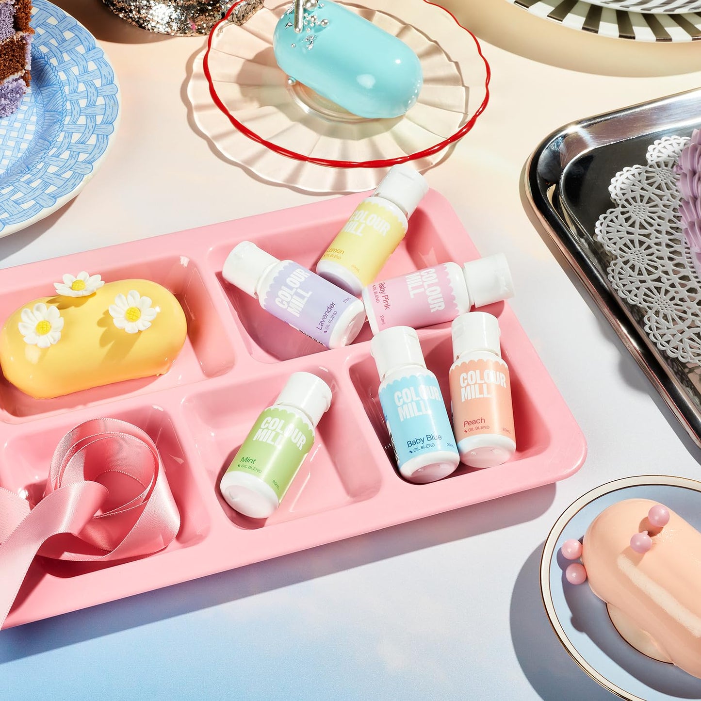 Colour Mill Pastel Pack Oil-Based Food Coloring, 20 Milliliters Each of 6 Colors: Baby Blue, Baby Pink, Lavender, Lemon, Mint and Peach
