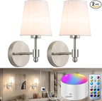 YHCDLAMP Battery Operated Wall Sconces Set of Two, Rechargeable Wireless Wall by YHCDLAMP