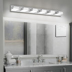 Modern LED Bathroom Lights Fixtures 6-Light, Stainless Steel Chrome Acrylic - Image 6