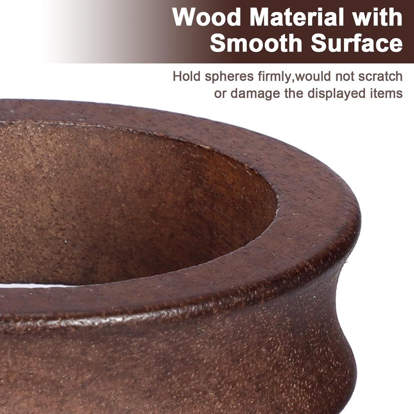 JUXYES Wooden Sphere Holder Display Stand, 3 Pack Large Wood Sport Ball Stand, Simple Round Display Easel Stands for Soccer Ball, Footballs, Baseball, Tolleyball, Basketball, Rugby, 72mm